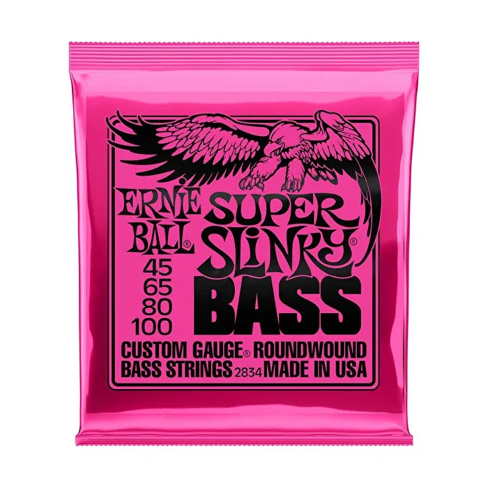 Ernie Ball P02834 Super Slinky Nickel (4 Telli) Bas Gitar Teli (45-100)