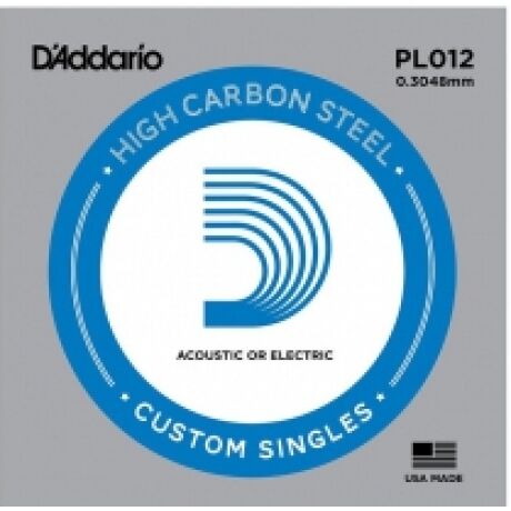 D'Addario PL012 Plain Steel Tek Elektro ve Akustik Gitar Teli (12)