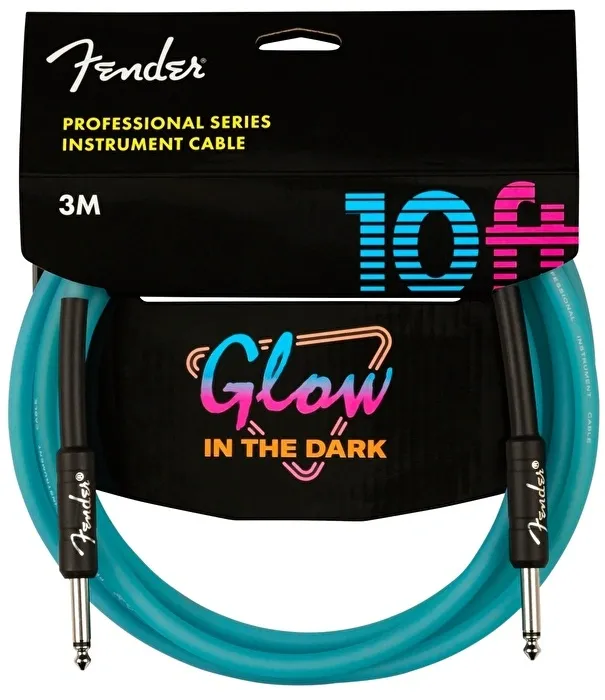 Fender Professional Glow in the Dark Cable 3 Metre Blue Kablo