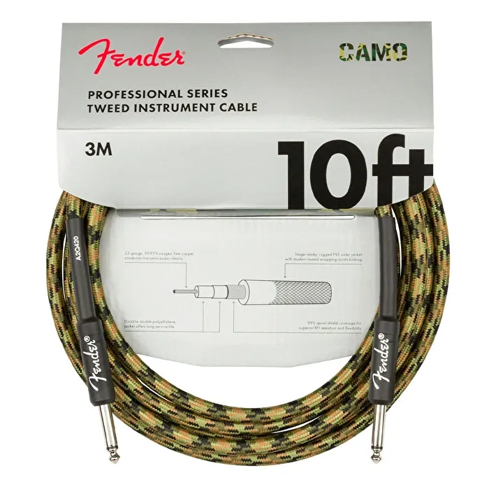 Fender Professional Series Cable 10' Woodland Camo Kablo 3m