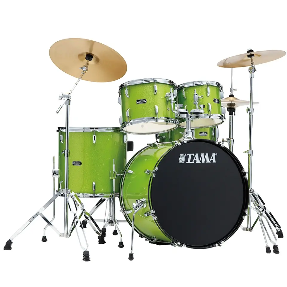 TAMA ST50H6C-LGS Stagestar Lime Green Sparkle 5 Parça (20B/10T/12T/14F/14S) Aksamlı ve Zilli Akustik Davul Seti