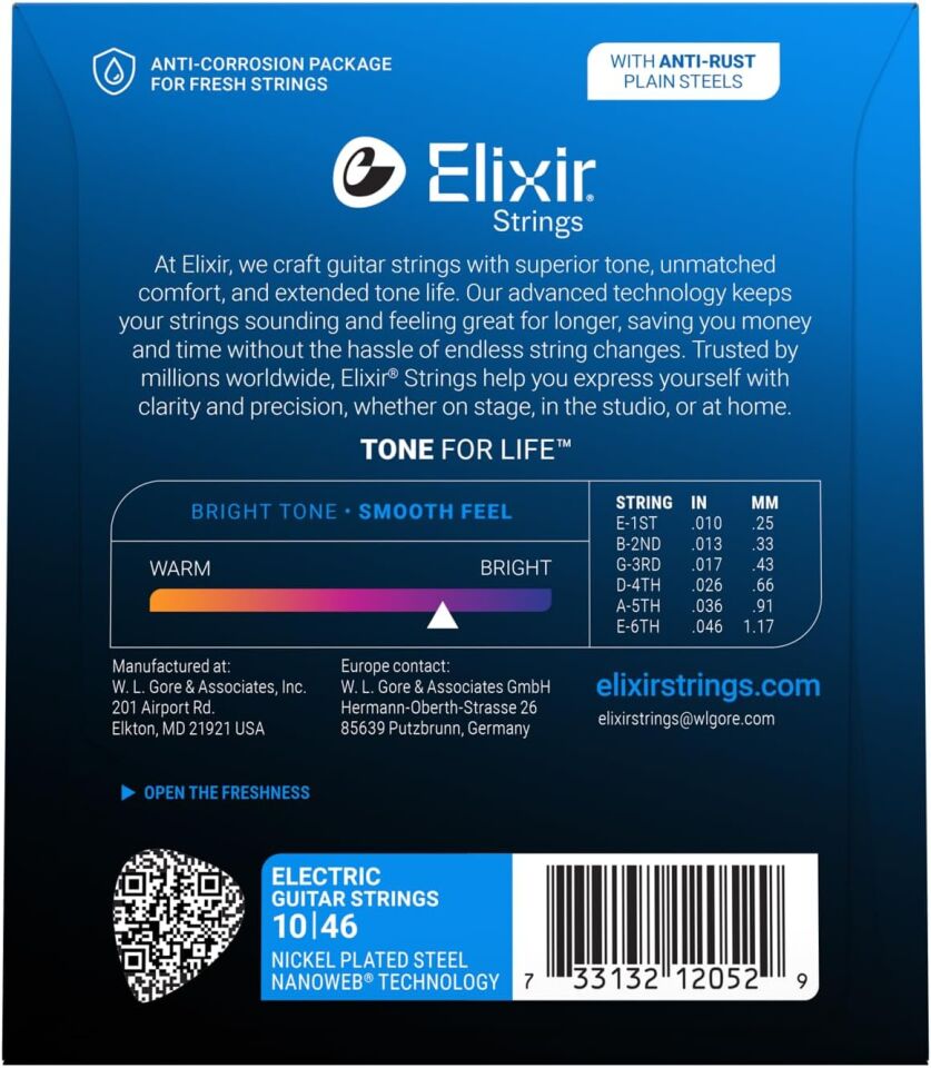 Elixir 12052 Nanoweb Light Elektro Gitar Teli (10-46)