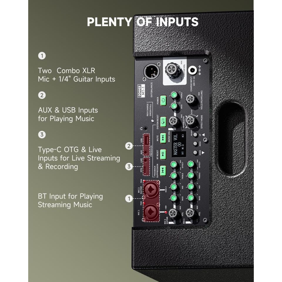 Donner MT-1 Taşınabilir Bluetooth Amfi & PA Sistem